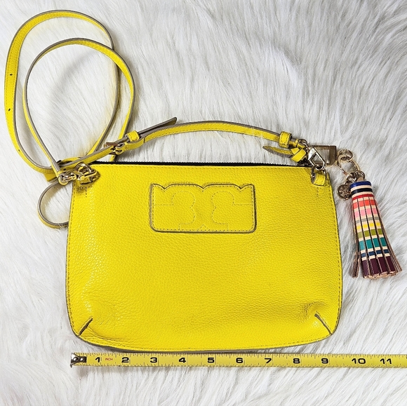 Tory Burch Yellow Pebbled Leather Crossbody Bag - Picture 2 of 6